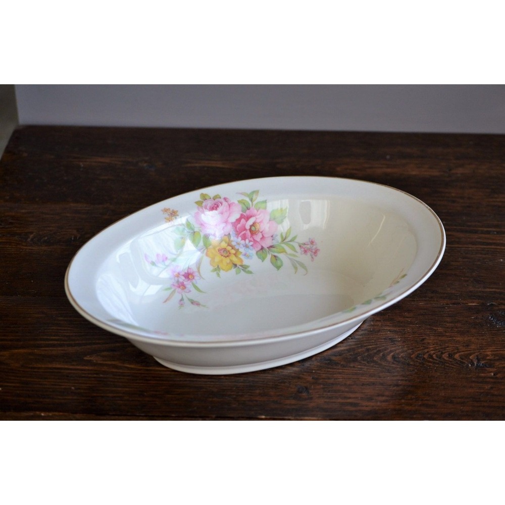 Warwick Rosemoent Oval Vegetable Bowl / Vintage Dinner Serving Pink‎ Floral